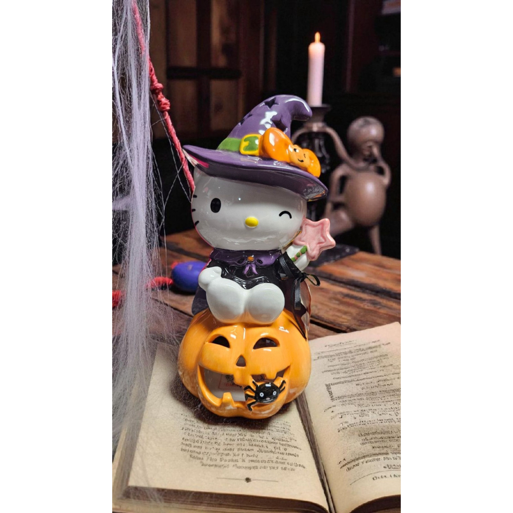 Blue Sky Hello Kitty Halloween Witch Pumpkin Tealight Holder | Rare Collectible